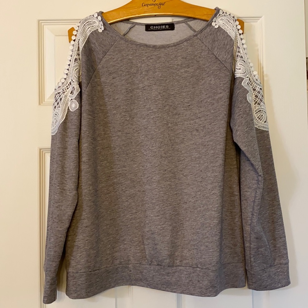 Cold Shoulder Lace Sweatshirt (Medium)